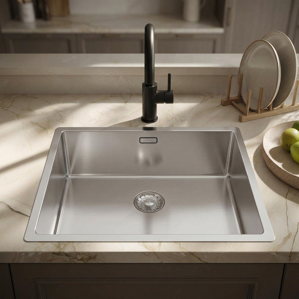Pure.Sink Comfort Lavatório curto em aço inoxidável 50 x 35 cm economizador de espaço para montagem sob bancada sobre bancada e embutida PCM5035-02